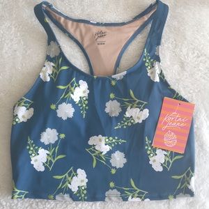 Kortni Jeane racer back swim top blue floral